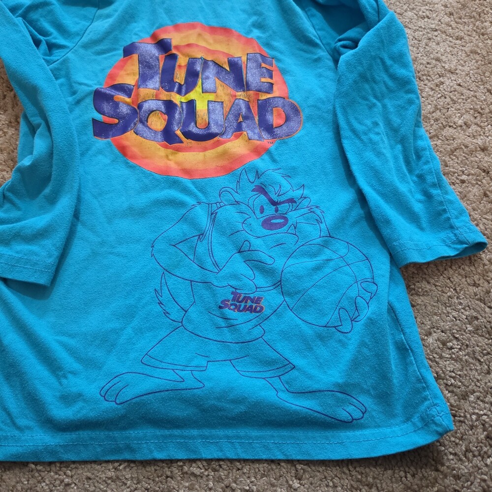 Space Jam Taz Boys Hooded Shirt 10 Tune Squad Deep Teal 2021 - Picture 16 of 16